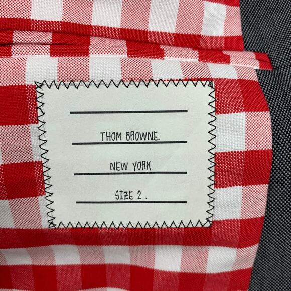 THOM BROWNE Size 38 Navy Red Checkered Wool Blend Notch Lapel Sport Coat - Picture 7 of 8